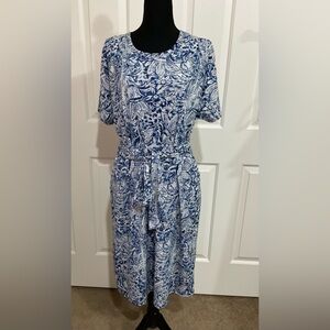 LuLaRoe M Blue and Gray Floral Marly Dress